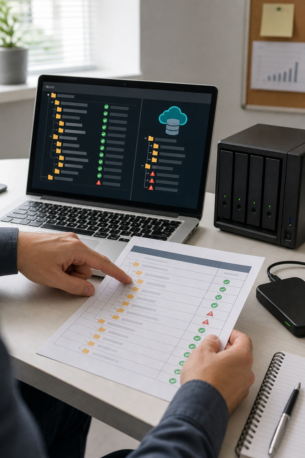 Controllo delle cartelle aziendali incluse e non incluse nel backup del server